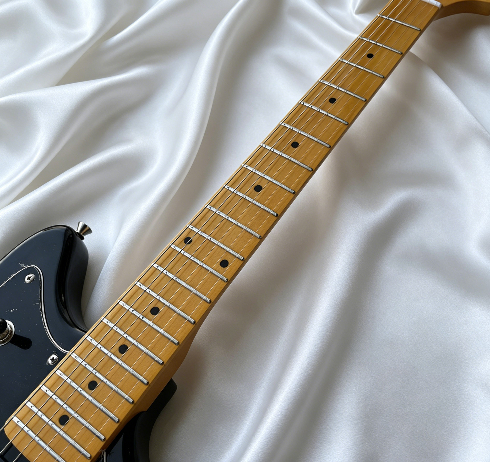 Black Silver Jazz master Style Electric Guitar HH Humbuckers Maple Neck