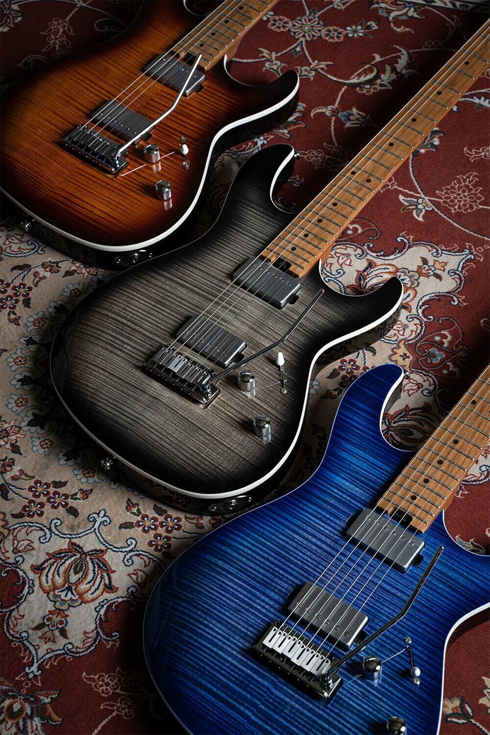 Cort G290 FAT II Bright Blue Burst HH Stratocaster Strat Flamed Maple