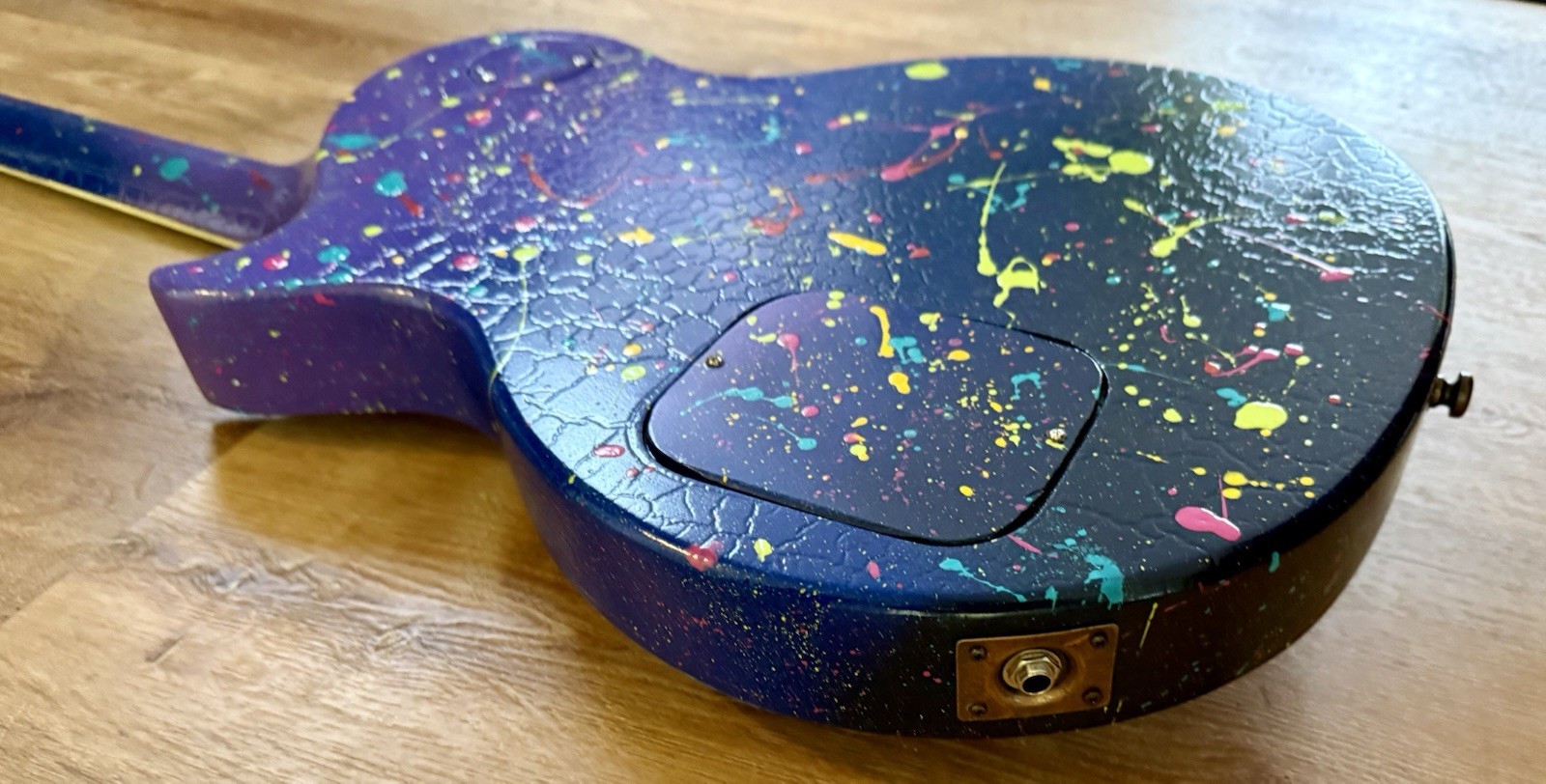 Custom Hand-painted LP Style Guitar – Blue/Purple Splatter Finish