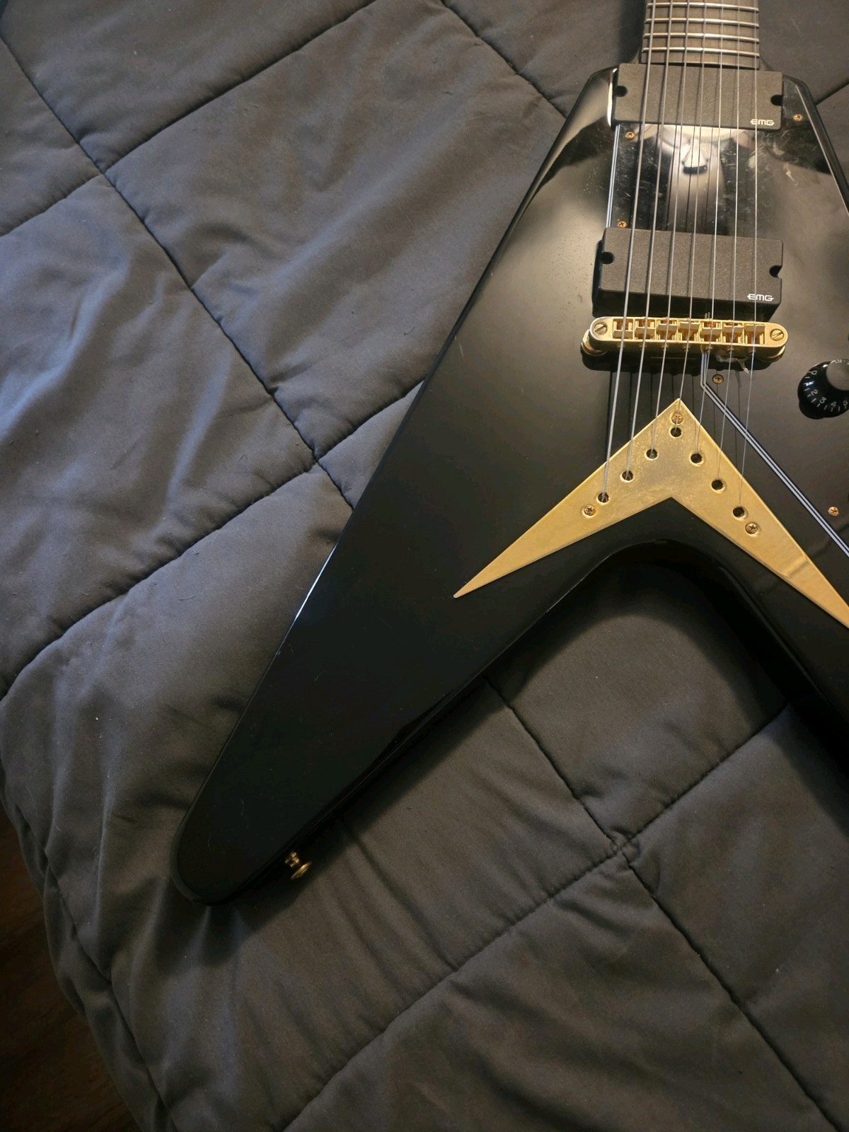 Gibson Flying V 7 String 2012 Ebony Rare Limited Run EMG 81-7 And EMG 707