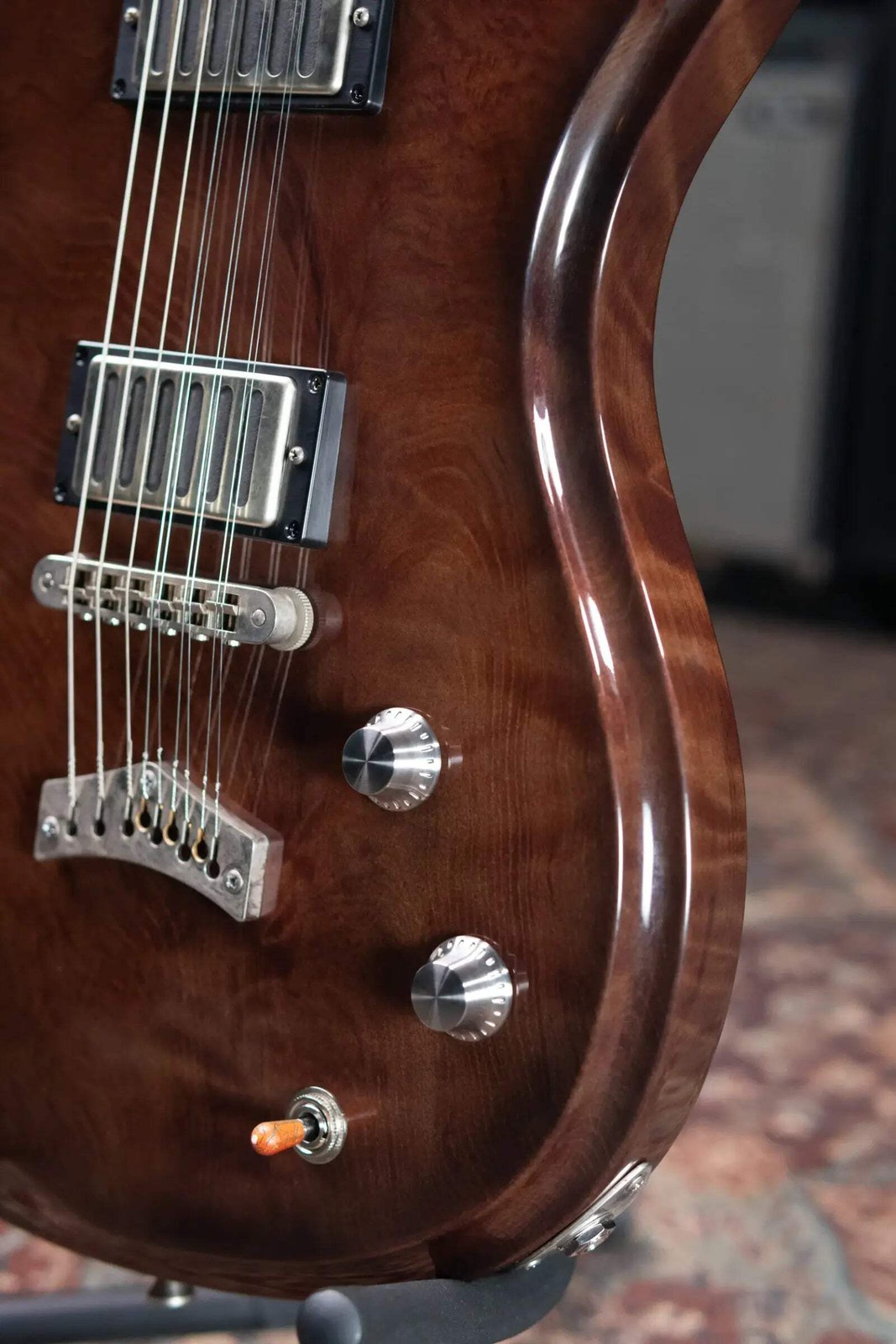 Dunable Custom Gnarwhal 9-String 1-Piece Curly Redwood Electric Guitar – Charcoa