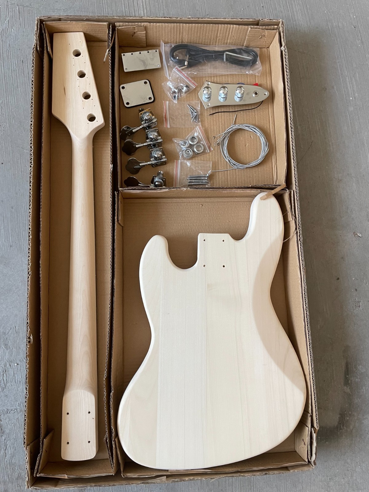 DIY JB Bass Guitar Kit Basswood Body Maple Neck Techwood Fingerboard 4-String