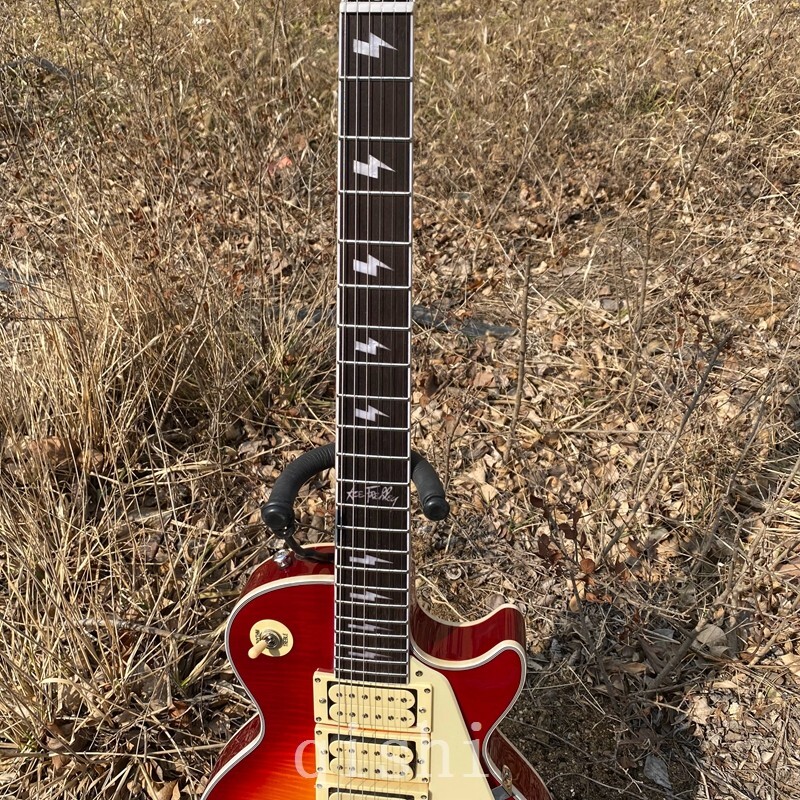 ACE Frehley Electric Guitar Cherry Sunburst Maple Flame Top three pickups