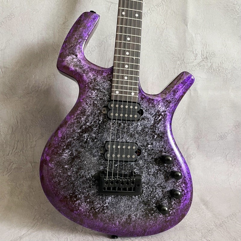 Nebula Purple Irregular Body Rock Electric Guitar H-H Pickups High Quality