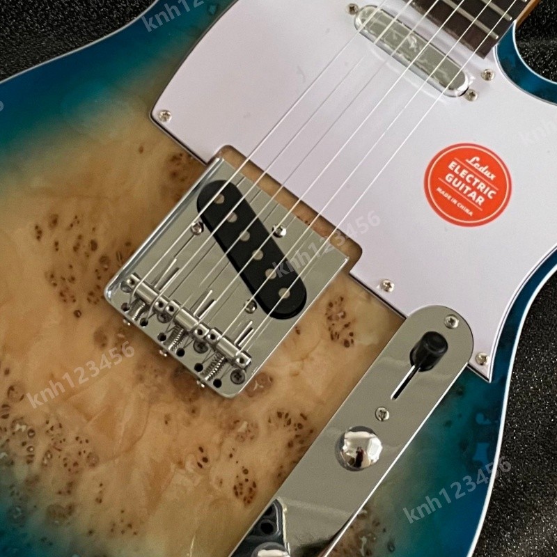 Electric Guitar Burst Burl Top Bone Nut Stainless Rounded Fret Edge SS Fast Ship