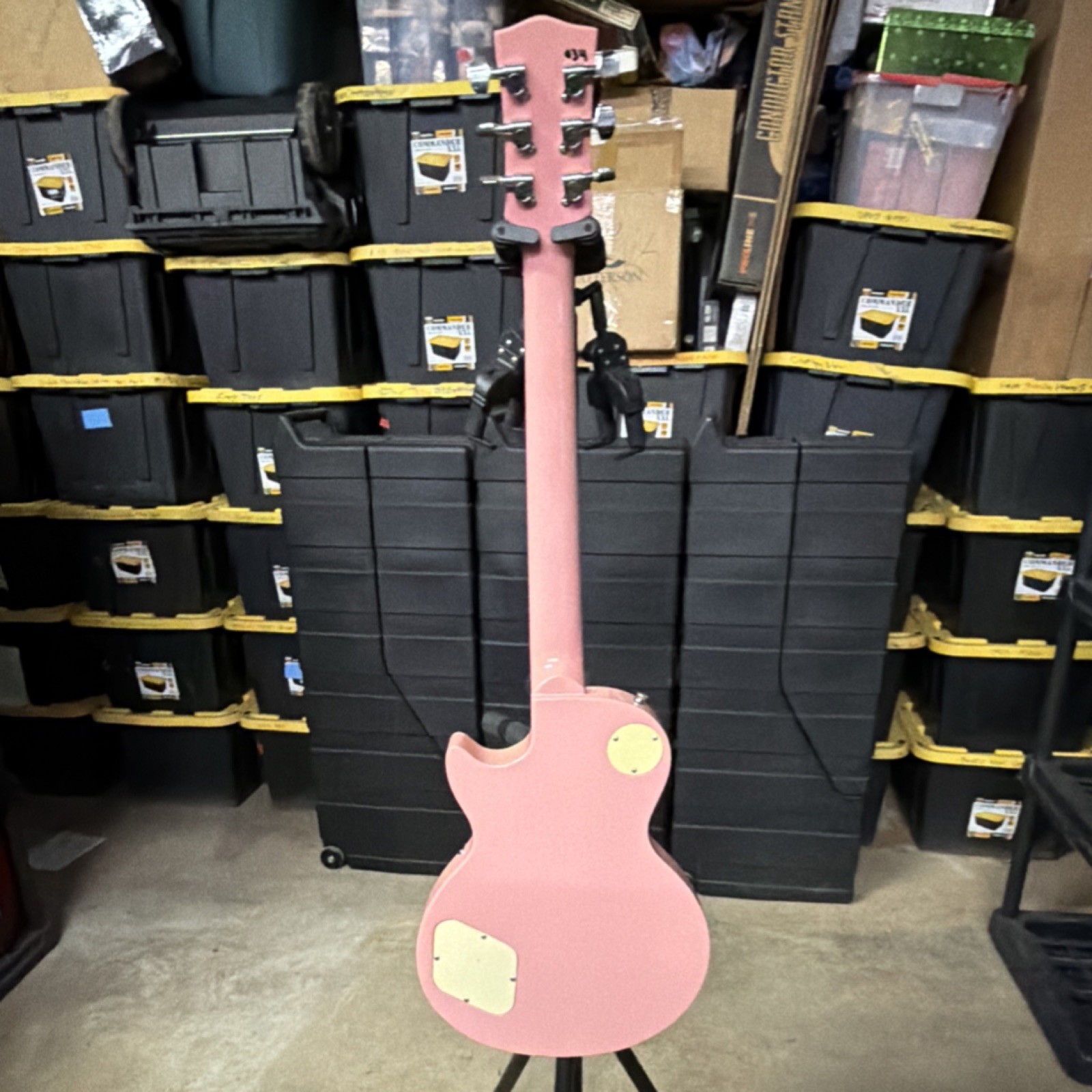 Lawson Damon Electric Guitar Pink LP style solid body with camo hard shell case