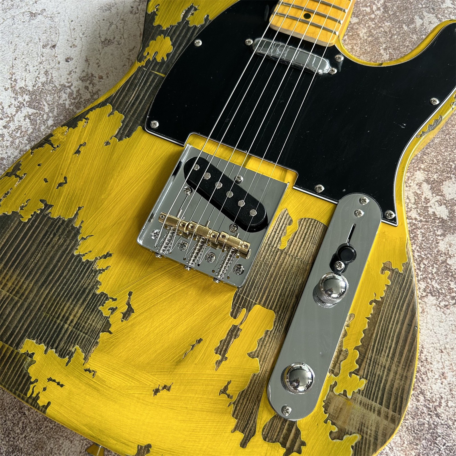 Brand New Vintage Yellow TL Electric Guitar S Pickup Maple Neck Only sold to USA