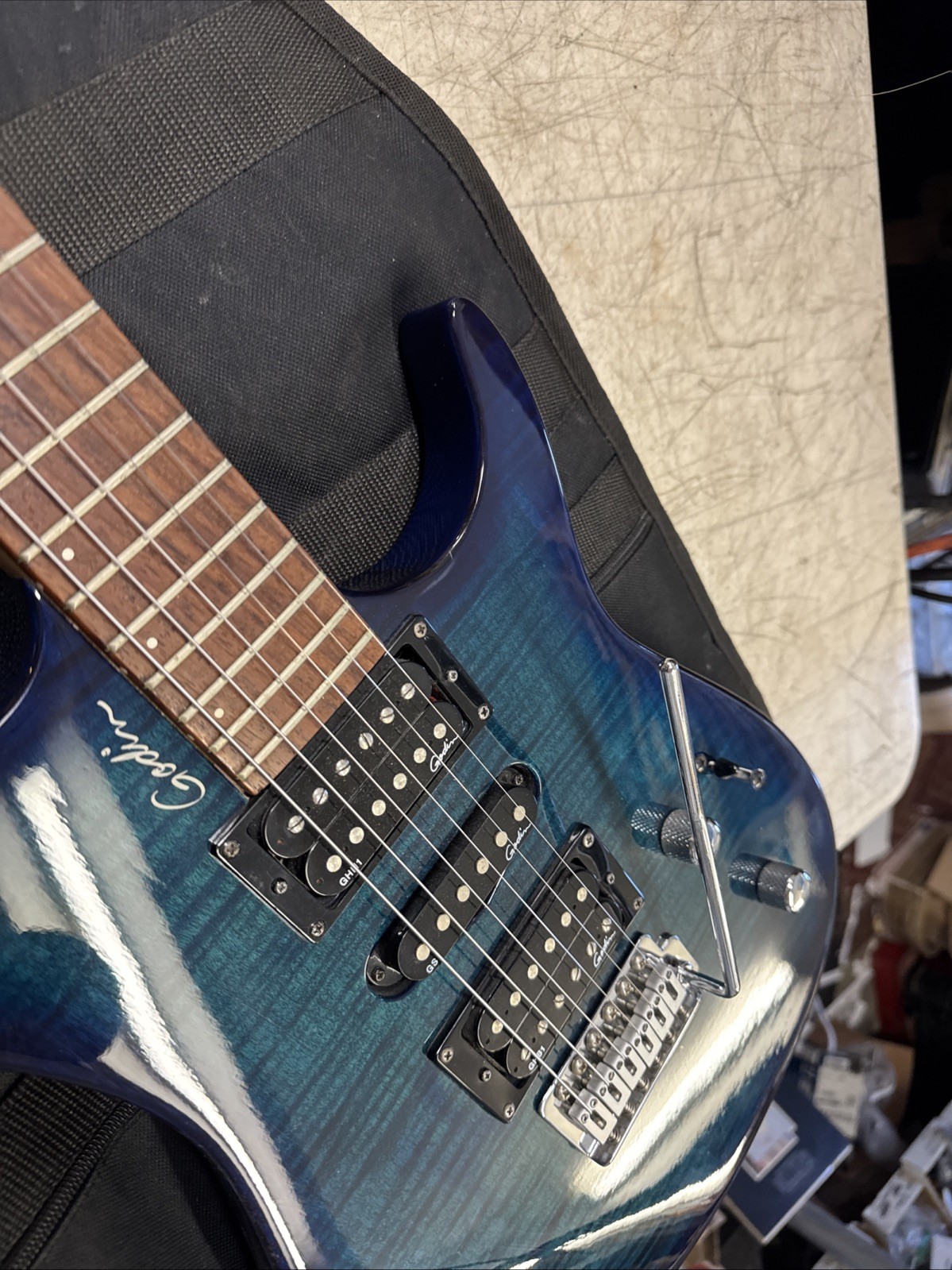 Godin Freeway Classic Electric Guitar Blue Flame Top USA & Canada HSH Nice!