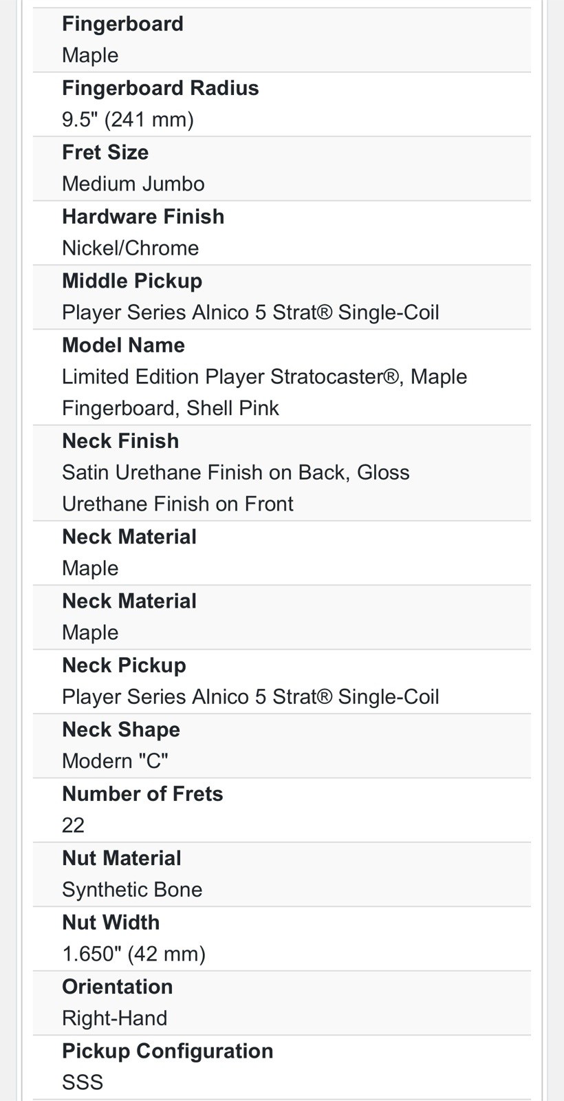 XMAS SALE | Limited Edition Fender Player Stratocaster, Maple Strat | Shell Pink