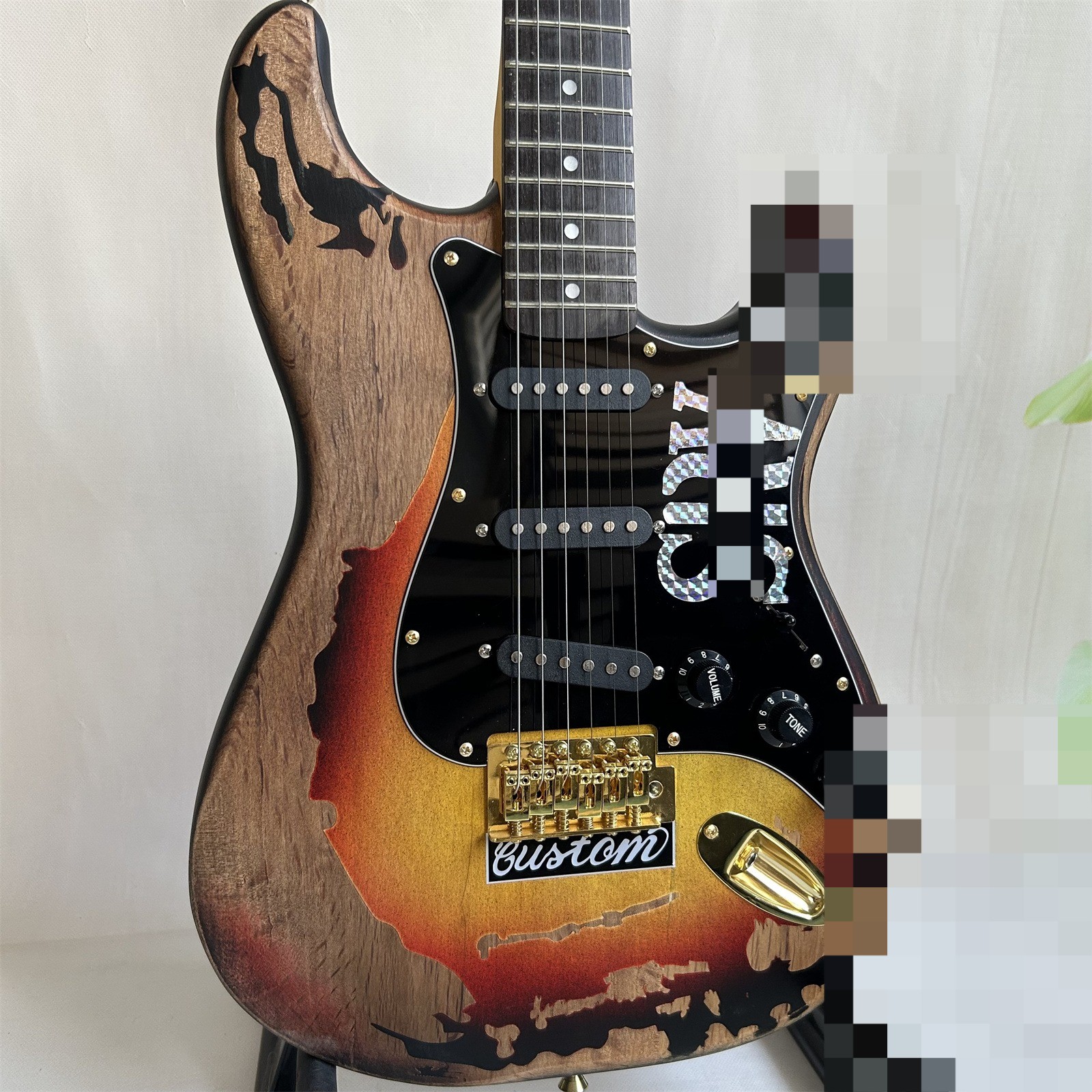 US Warehouse Custom ST Ruins SRV Electric Guitar Tremolo Bridge Alder Body