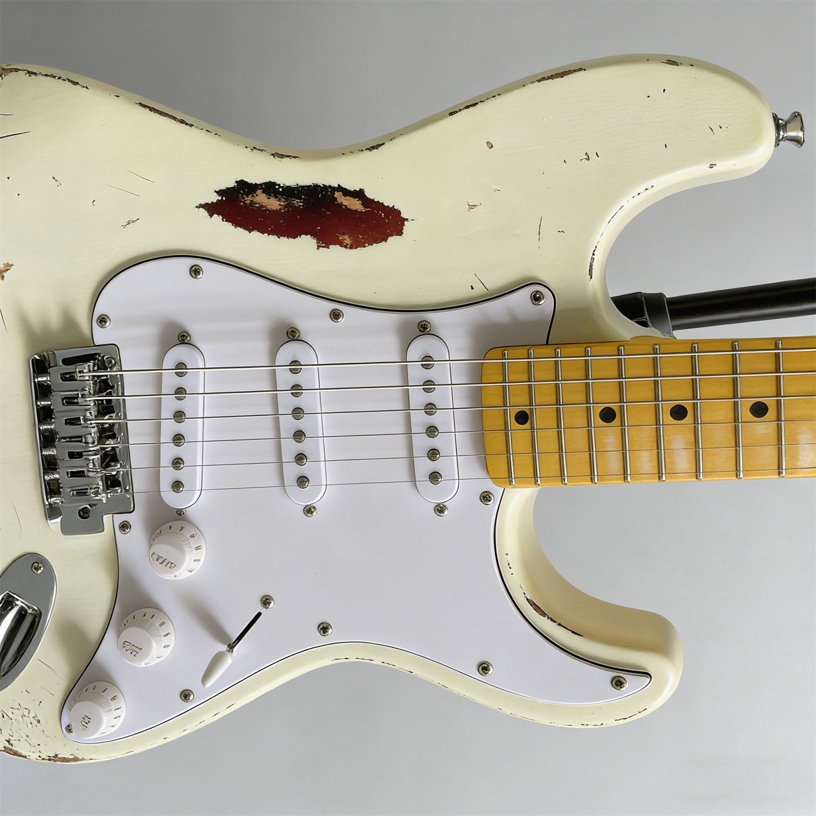 Vintage aged white top Electric Guitar Alder Body Maple Fretboard&Neck Chrome