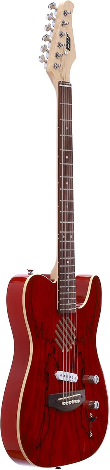6 String -ITAP-200 Hollow Semi-Aucoustic Electric Guitar, Trans Red, Right, ITAP