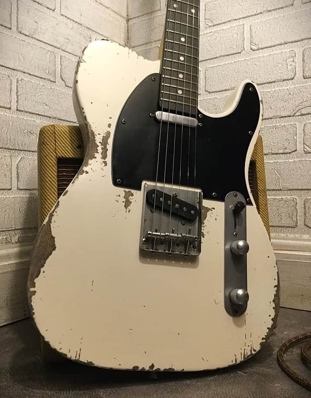 USA Relic Tele Style Electric Guitar Road Worn White by Nate’s Relic Guitars