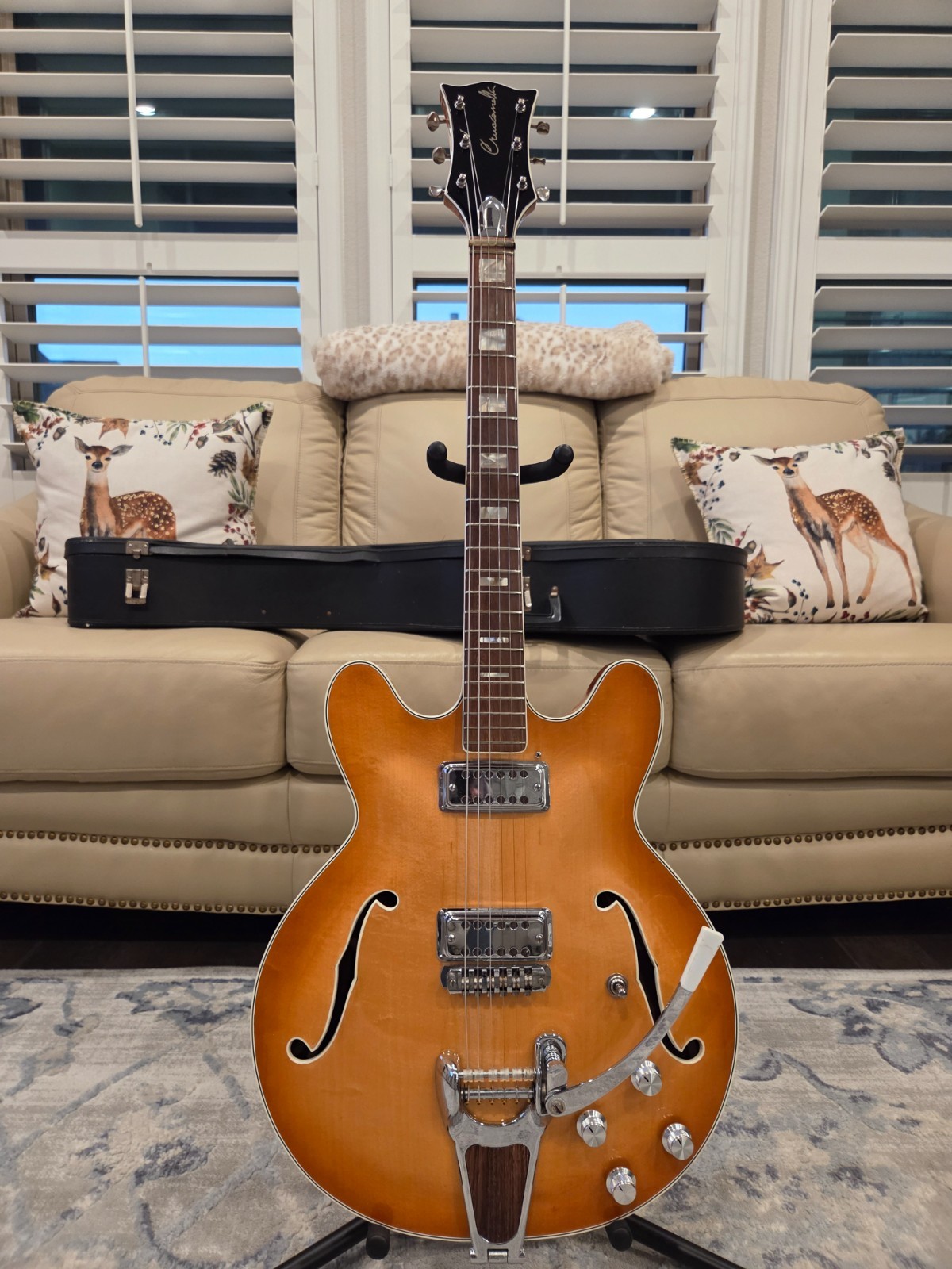 Crucianelli Electric Guitar…Elite Model…Natural Hollow Body 1960’s Italian