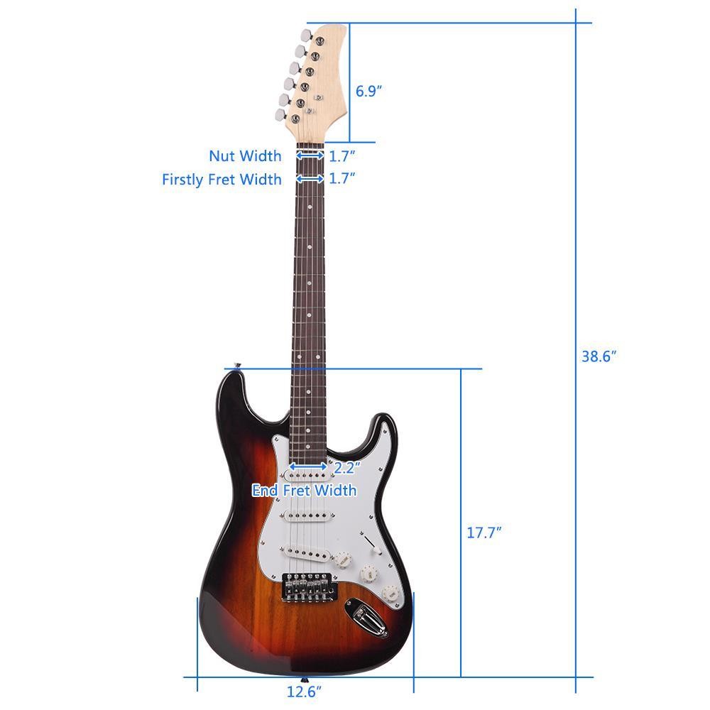 Solid Body Full-Size 39 ” GST Electric Guitar Beginner Starter Bag Cable Sunset