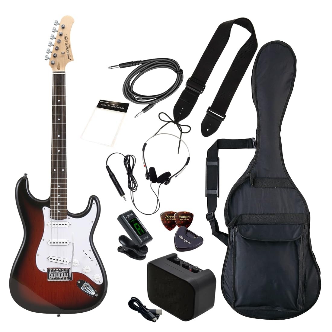 Photogenic ST-180/RDS Electric Guitar, Beginner’s Set, Red Sunburst, ST Type [In