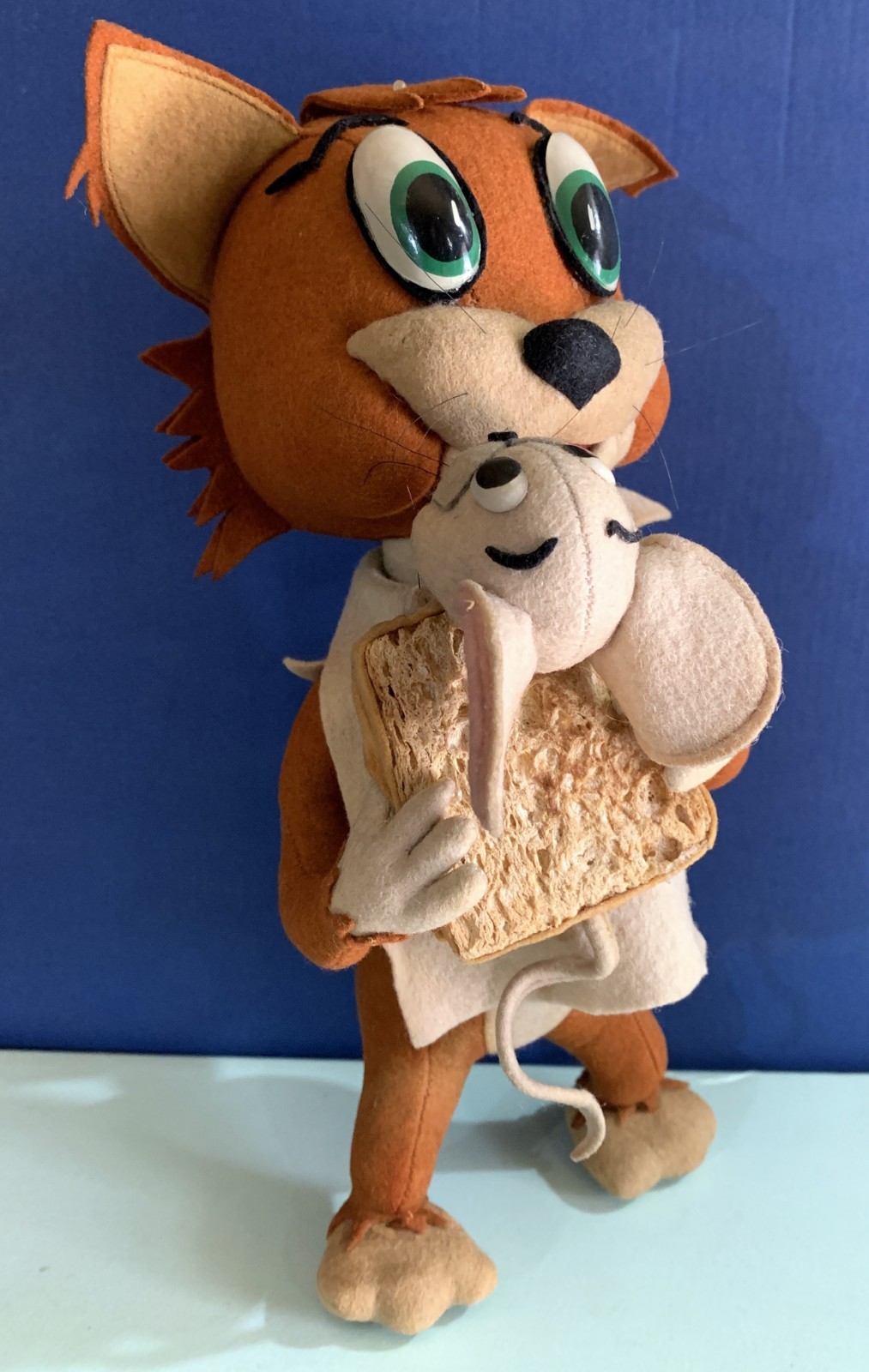 VINTAGE TOY DOLL FELT TOM &JERRY tuffy SANDWICH HANNA BARBERA LARS ITALY 1960s