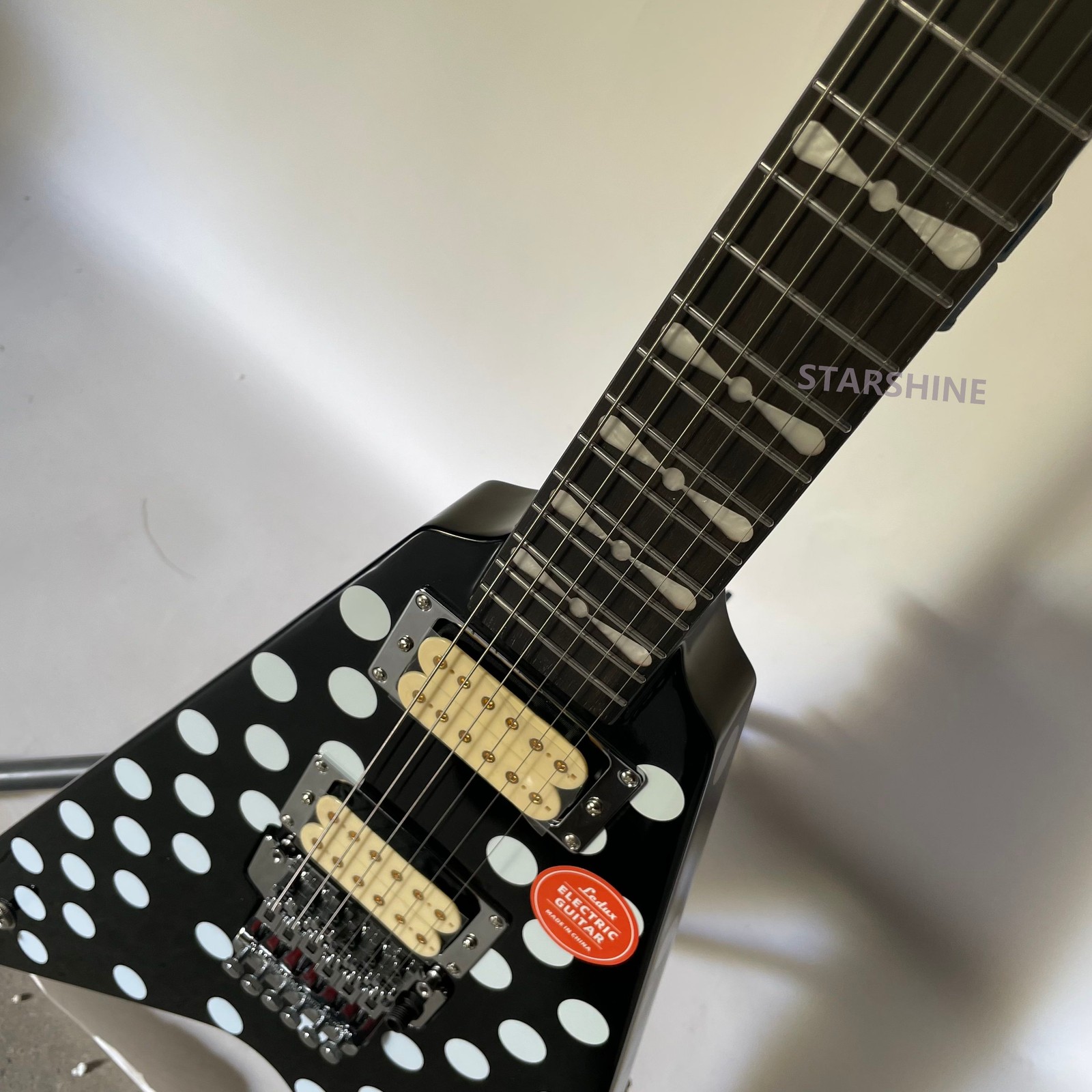 Electric Guitar Black Randy Rhoads Polka Dot Black tremolo Bridge free ship