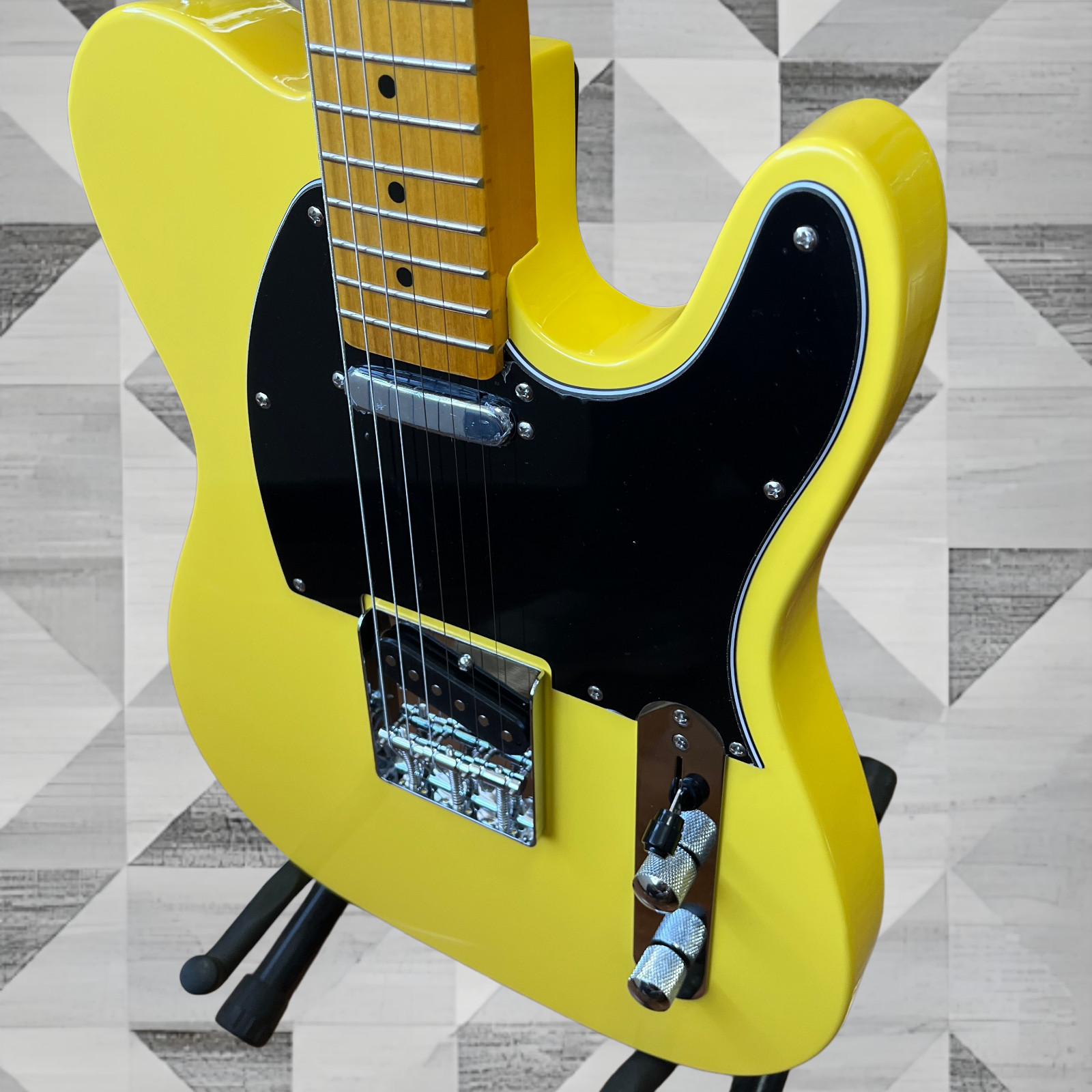 US Ship Bright Yellow Classic TL Electric Guitar Chrome Hardware Maple Fretboard