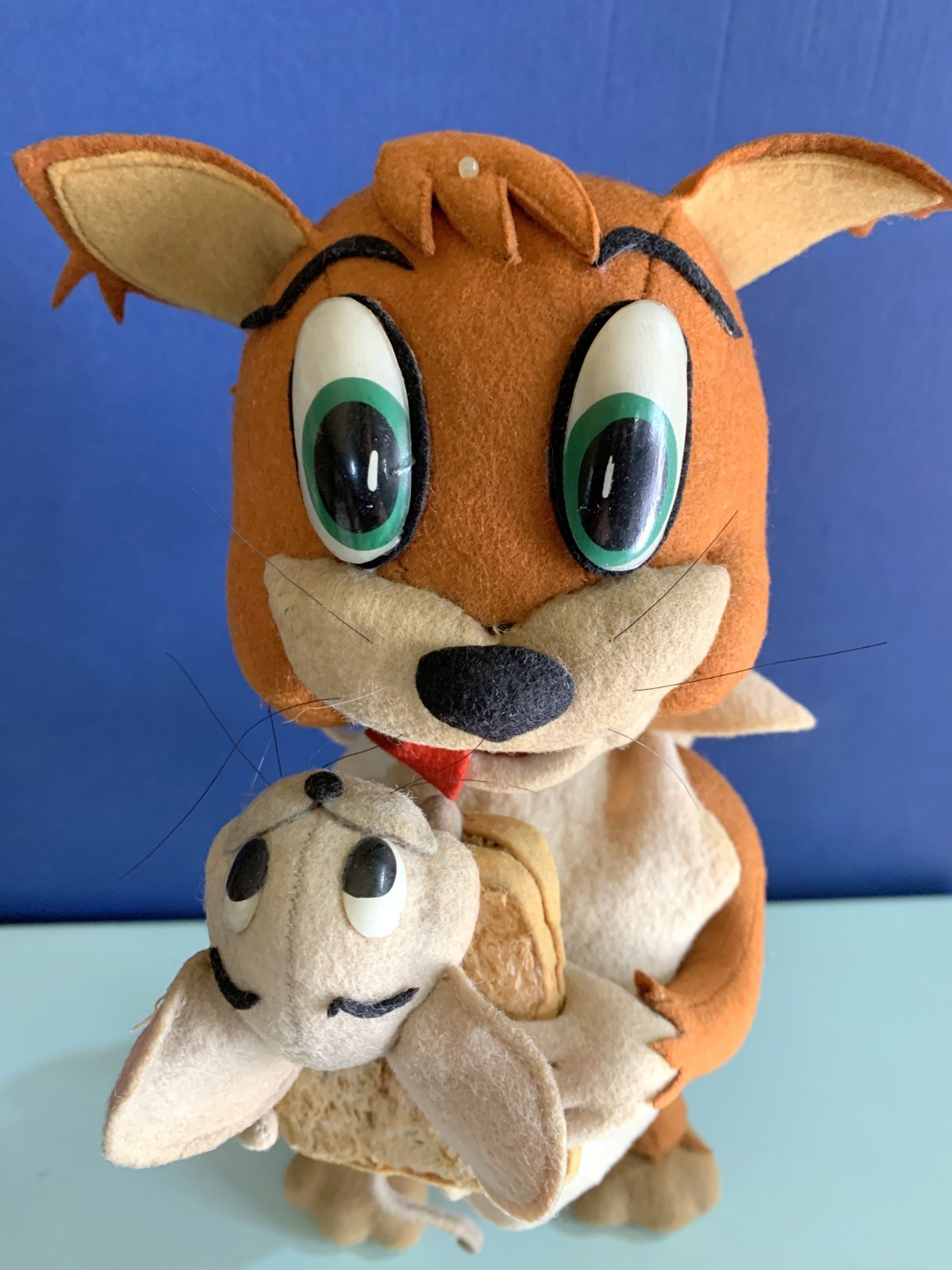 VINTAGE TOY DOLL FELT TOM &JERRY tuffy SANDWICH HANNA BARBERA LARS ITALY 1960s