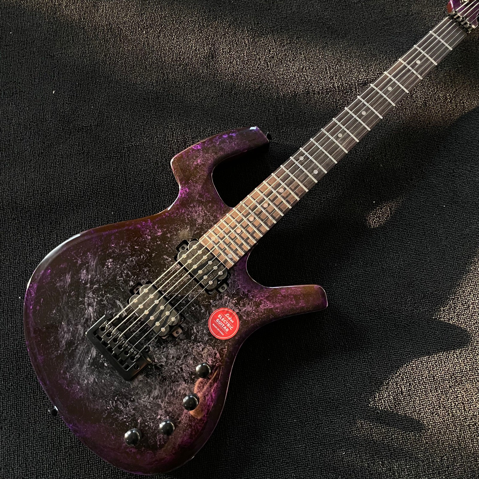 Solid Electric Guitar Open H-H Pickups Tremolo Purple Metallic Gloss Black HW