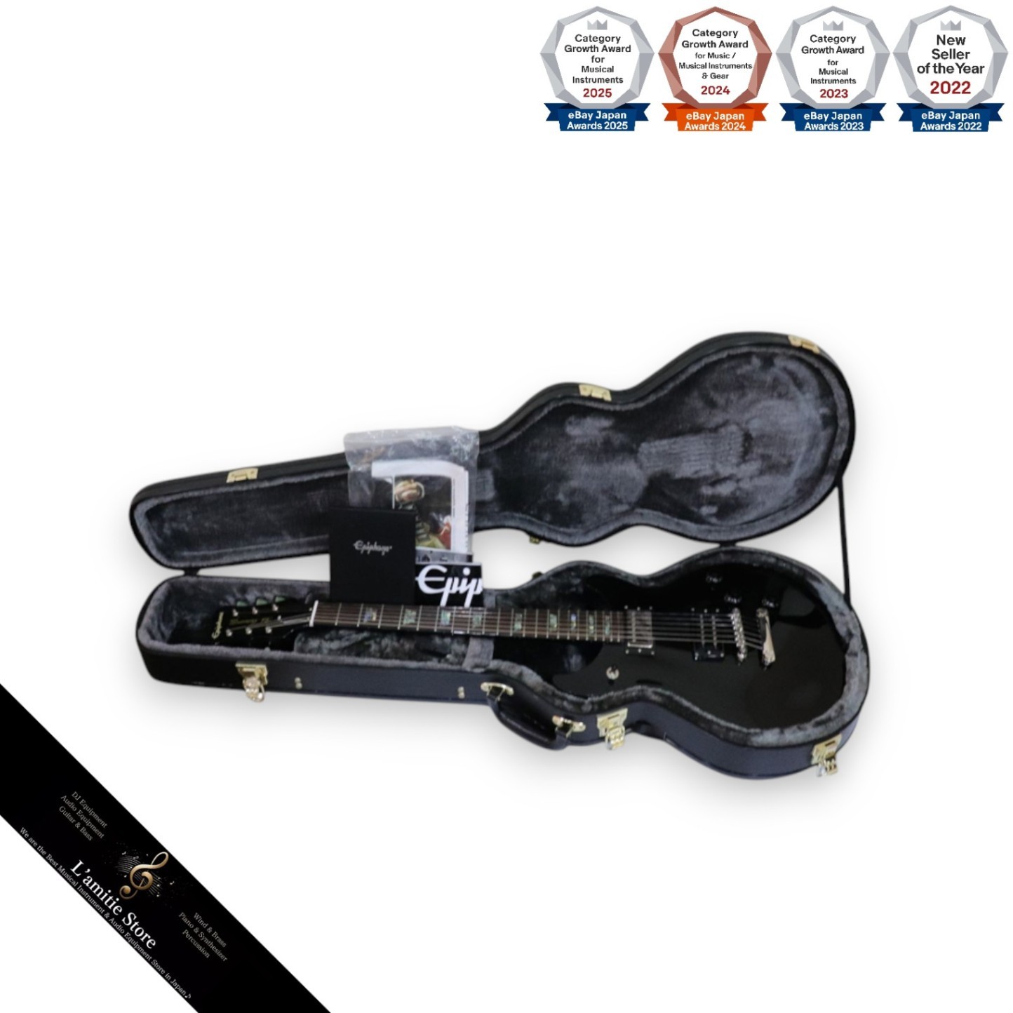 Epiphone Tak Matsumoto DC Standard Plus Top Electric Guitar Blue Black Hard Cas