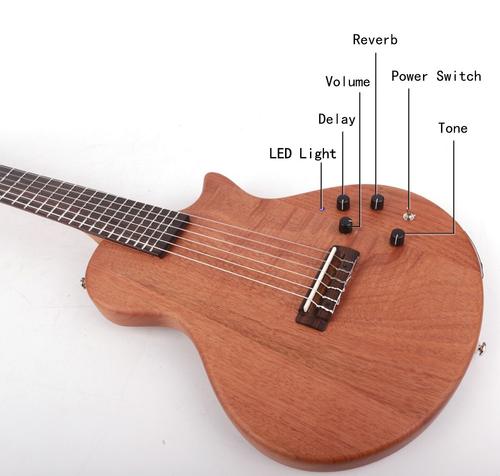 Electric Classical Guitar Silent Nylon String Reverb delay Mahogany Body