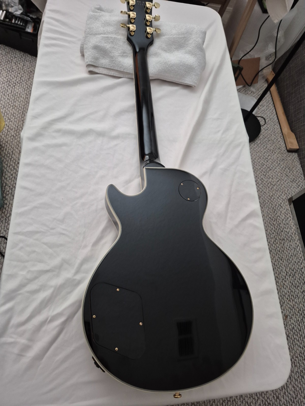Vicers L/P Black Beauty Guitar Upgraded ProBuckers Coil Split Pots Orange Drops