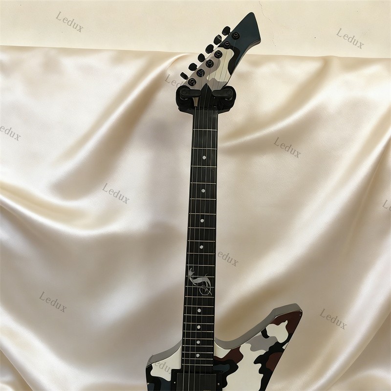 James Hetfield Camouflage Metallica Electric Guitar Snakebyte Inlay H-H Pickups