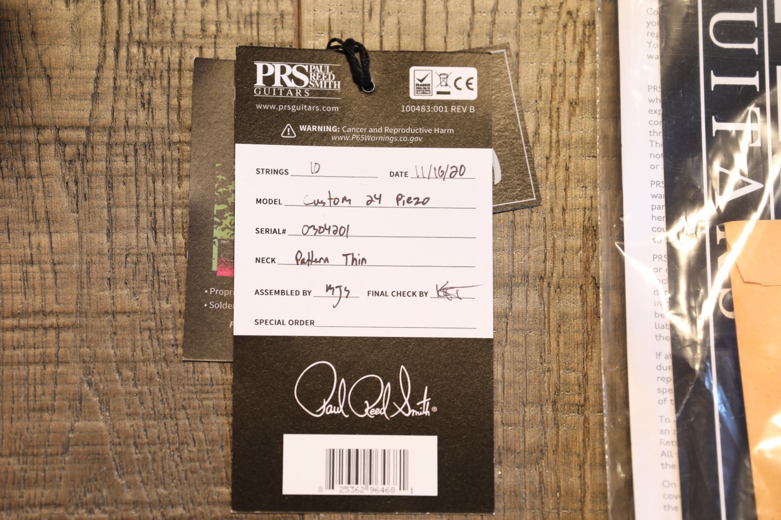 Minty! 2020 PRS Custom 24 Piezo Electric Guitar Sunburst + OHSC