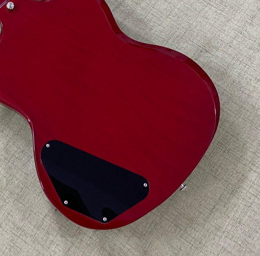 ⚡Great Value Vibrant Red Solid Electric Guitar Black Pickguard Large Block Inlay