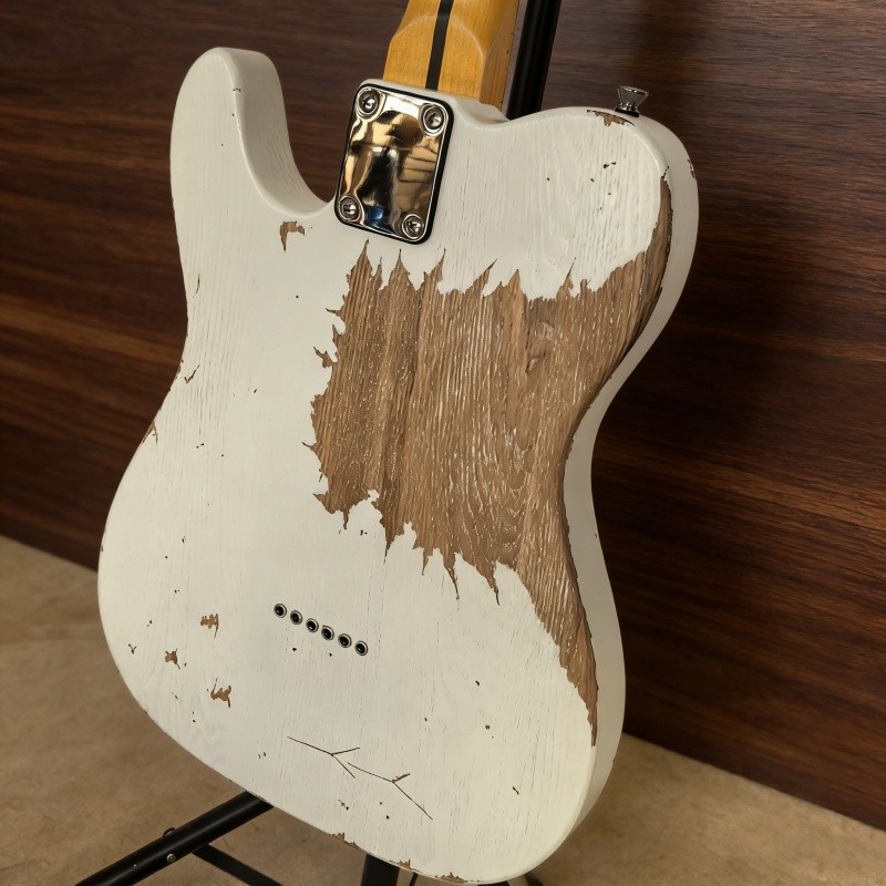 Aged White TL Electric Guitar SS Pickups Maple Neck Black Pickguard Chrome Part