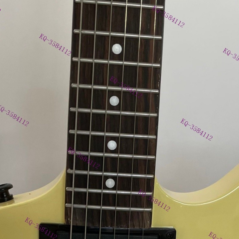 Solid Body Electric Guitar Stainless Rounded Fret Edge Black Parts Cream Stock