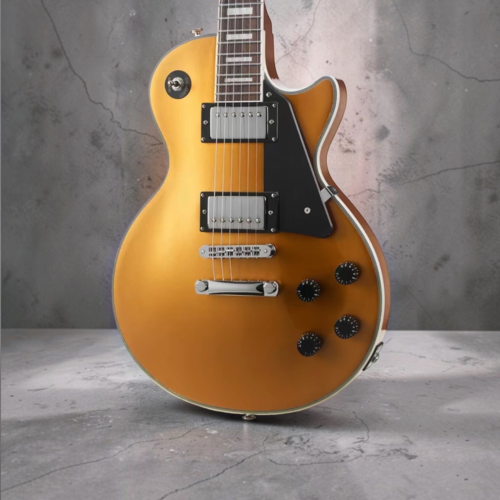 ChillCat Custom Gold Top Electric Guitar One Piece Roasted Mahogany