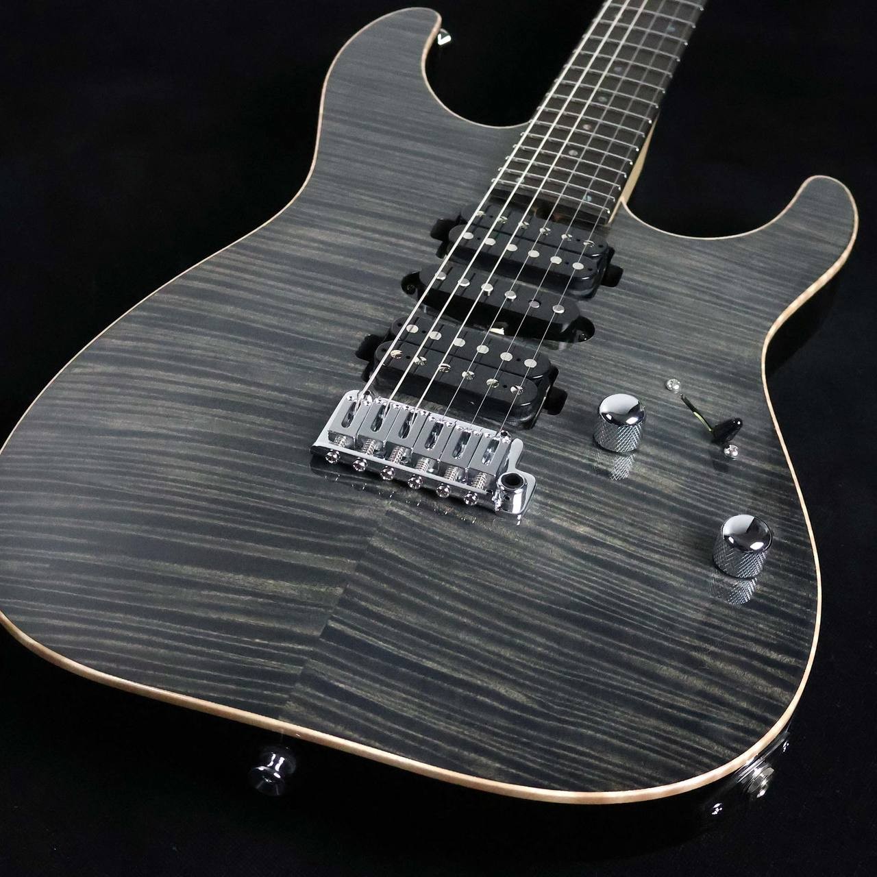 T’s Guitars DST-Pro24 Flame Top Trans Black 4A-5A Flamed Maple Used