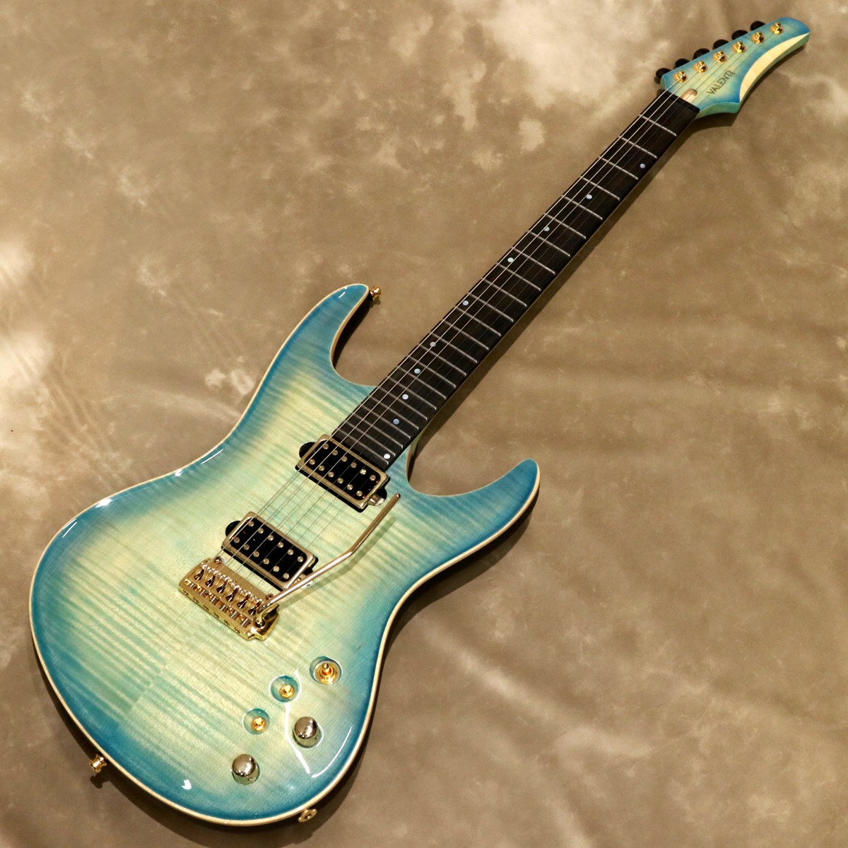 Valenti Guitars Nebula Carved Ice Blue Dark Burst Solid Body Electric Guitar