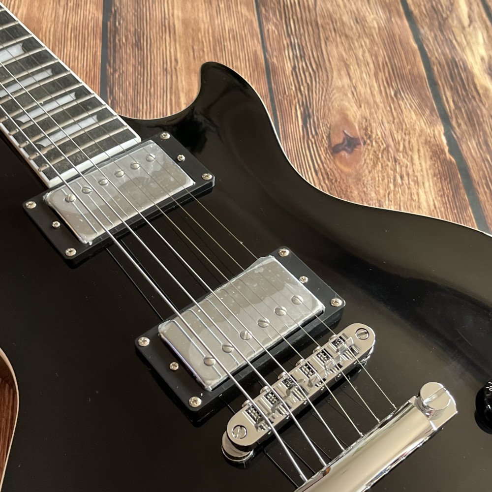 6 strings Black electric guitar Stainless Frets chrome hardware free shipping