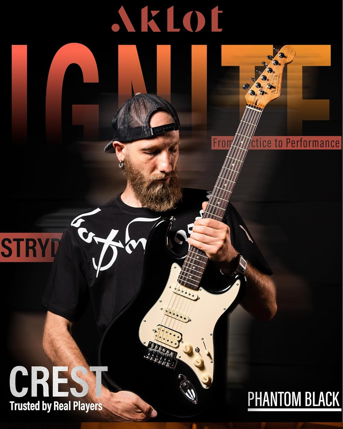 Stryde Electric Guitar with Coil-Split: Roasted Maple Neck, Flame Maple Graphic