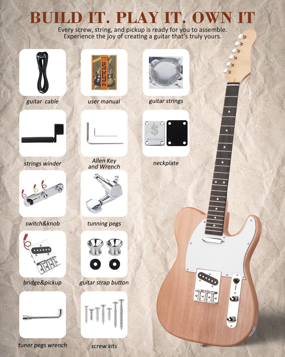 Easy Assembly TL-Style Guitar Kit with SS Pickups