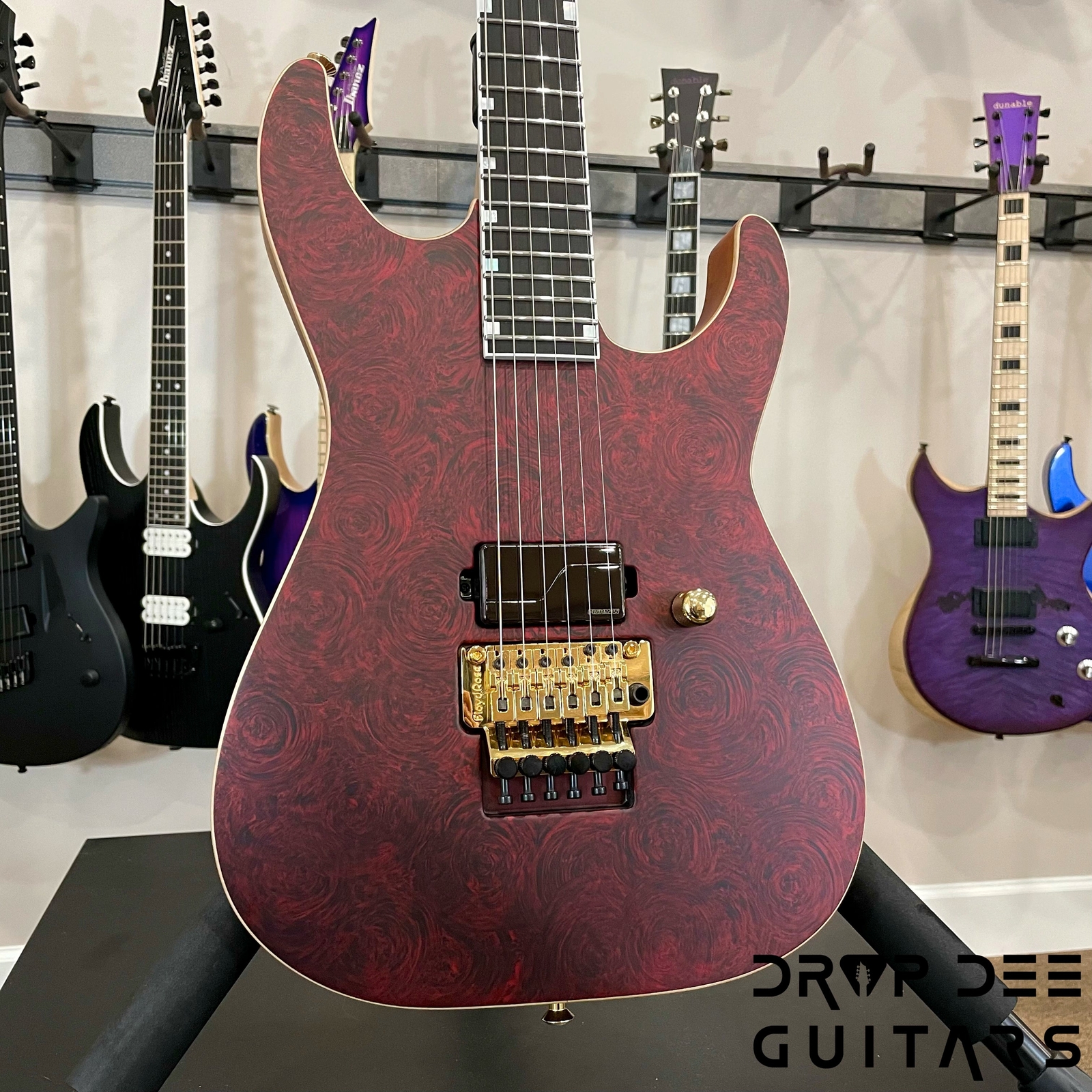 ESP USA M-I DX FR Electric Guitar w/ Case (4038) – Red Rose Marble
