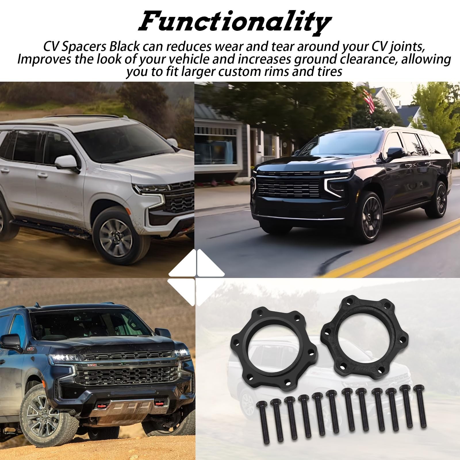 CV Spacers with Hardware Compatible with 99-16 Chevrolet GMC 1500 Pickups,00-…