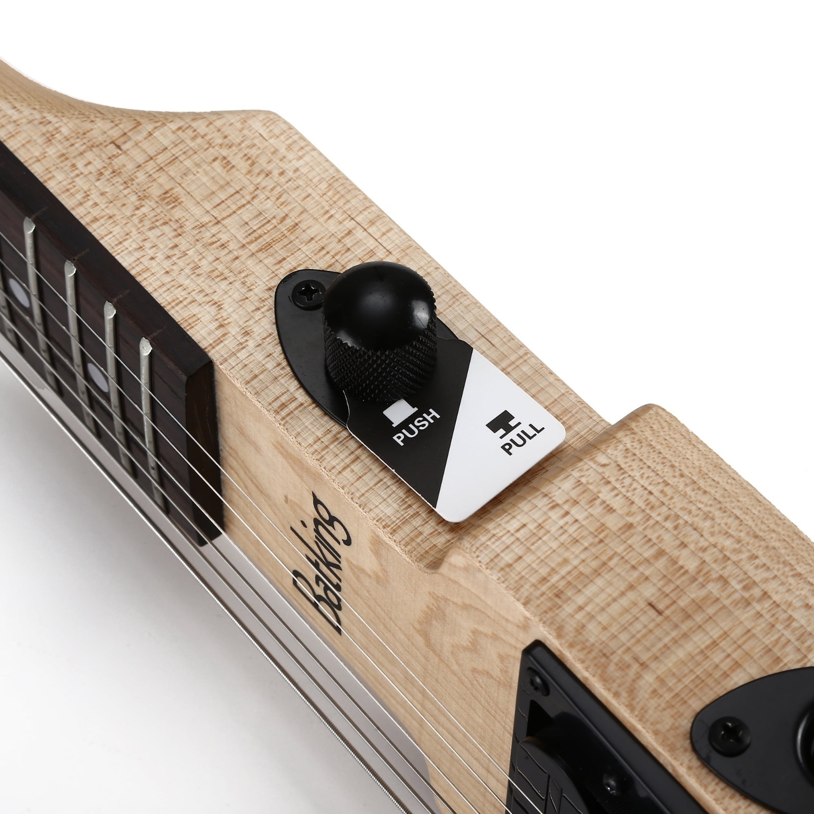Batking Travel Guitar Electric Headless Guitar Brass Natural Fix Bridge W/Gigbag