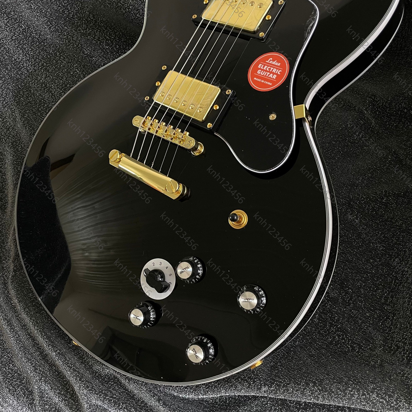 Gloss Black Solid Body Electric Guitar Dual Humbucker Gold Hardware Free Ship