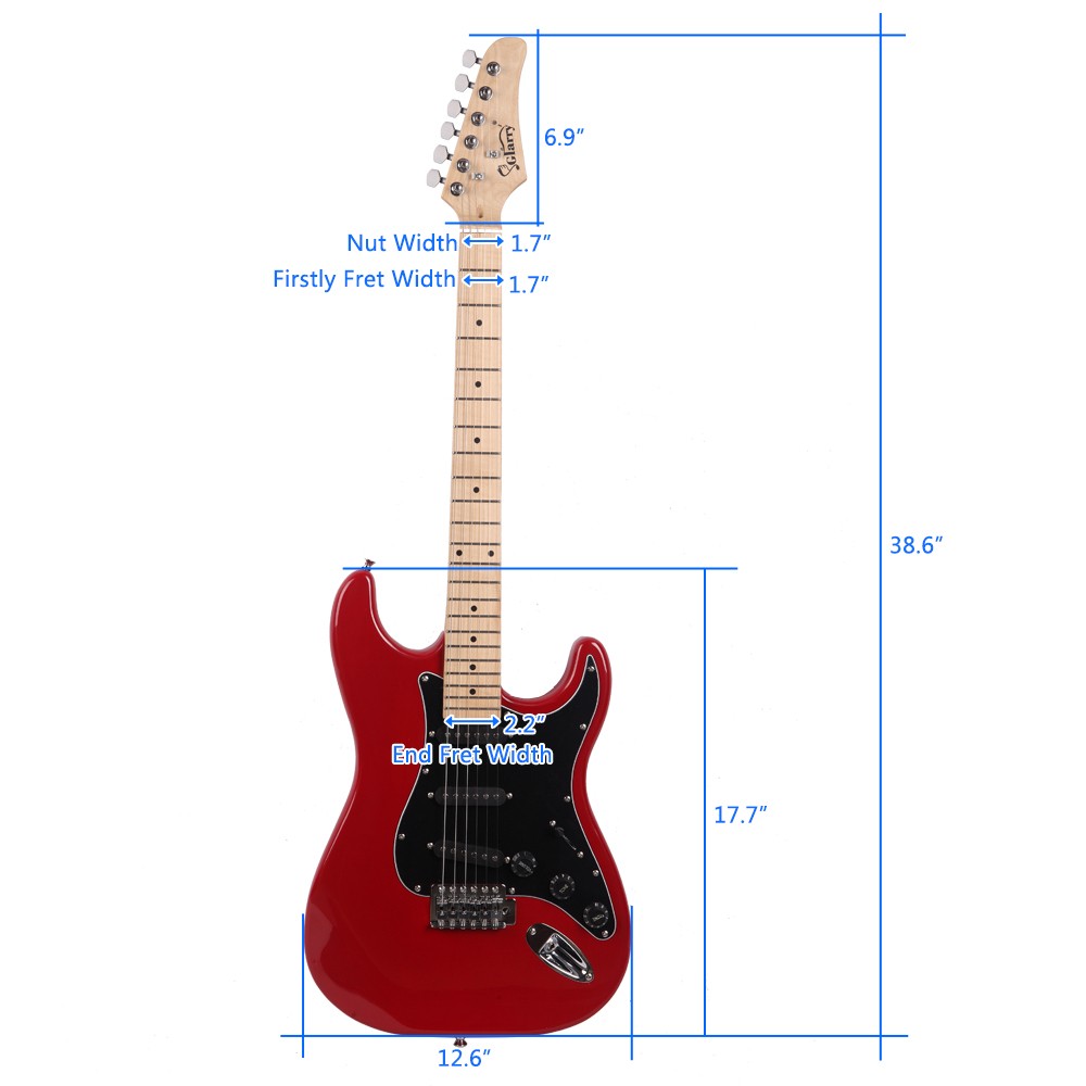 Glarry GST Burning Fire Basswood Electric Guitar Kit W/Bag Red