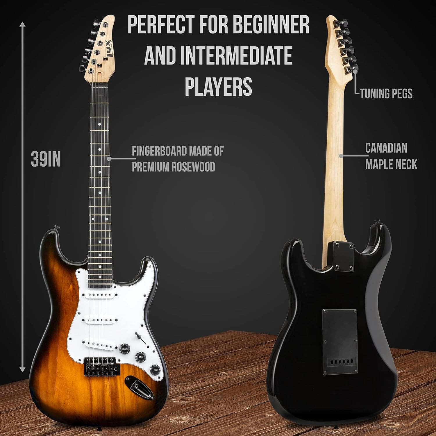 Sunburst Electric Guitar Starter Kit with 20W Amp & All Accessories Included