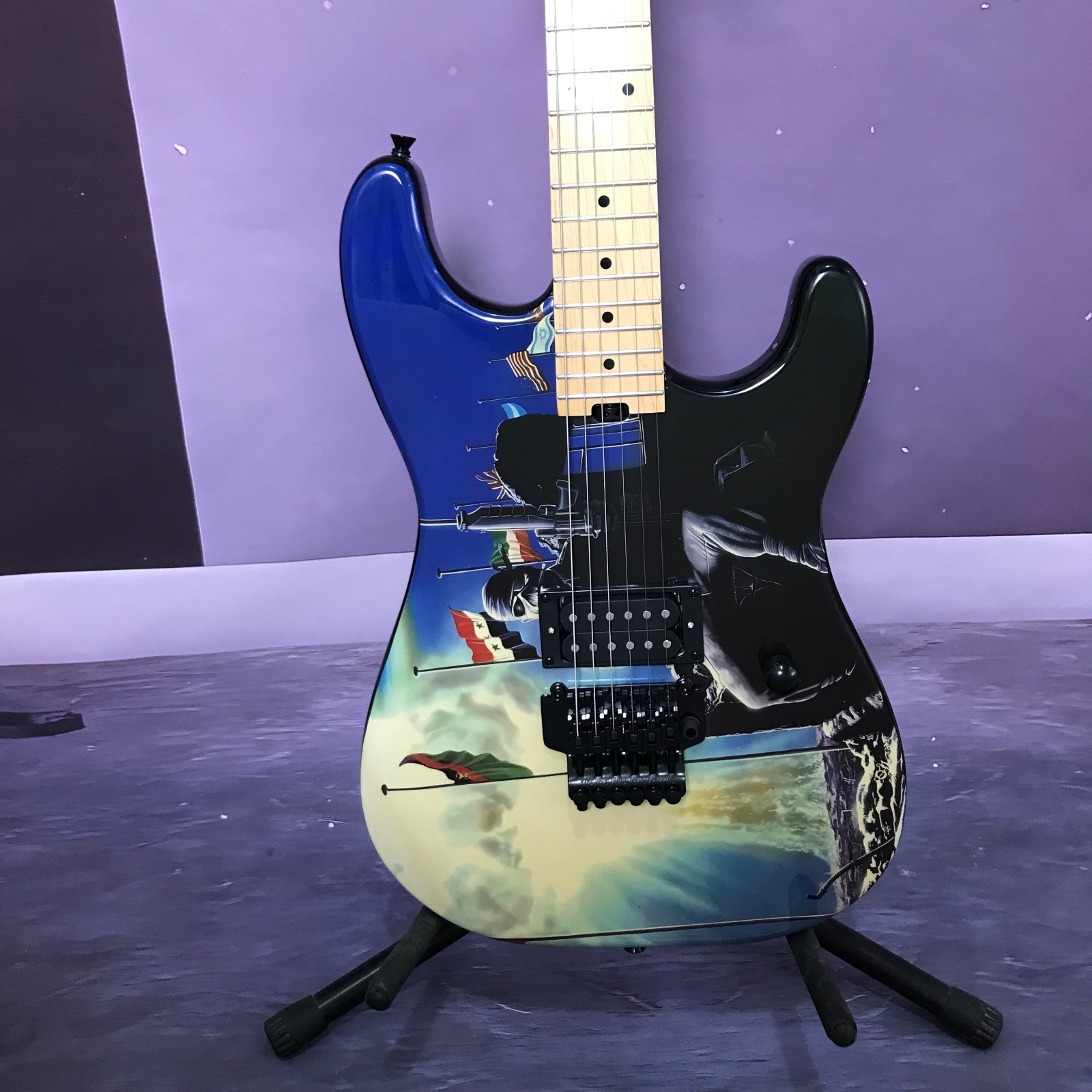 Factory custom blue electric guitar Jack picture top tremolo system in stock