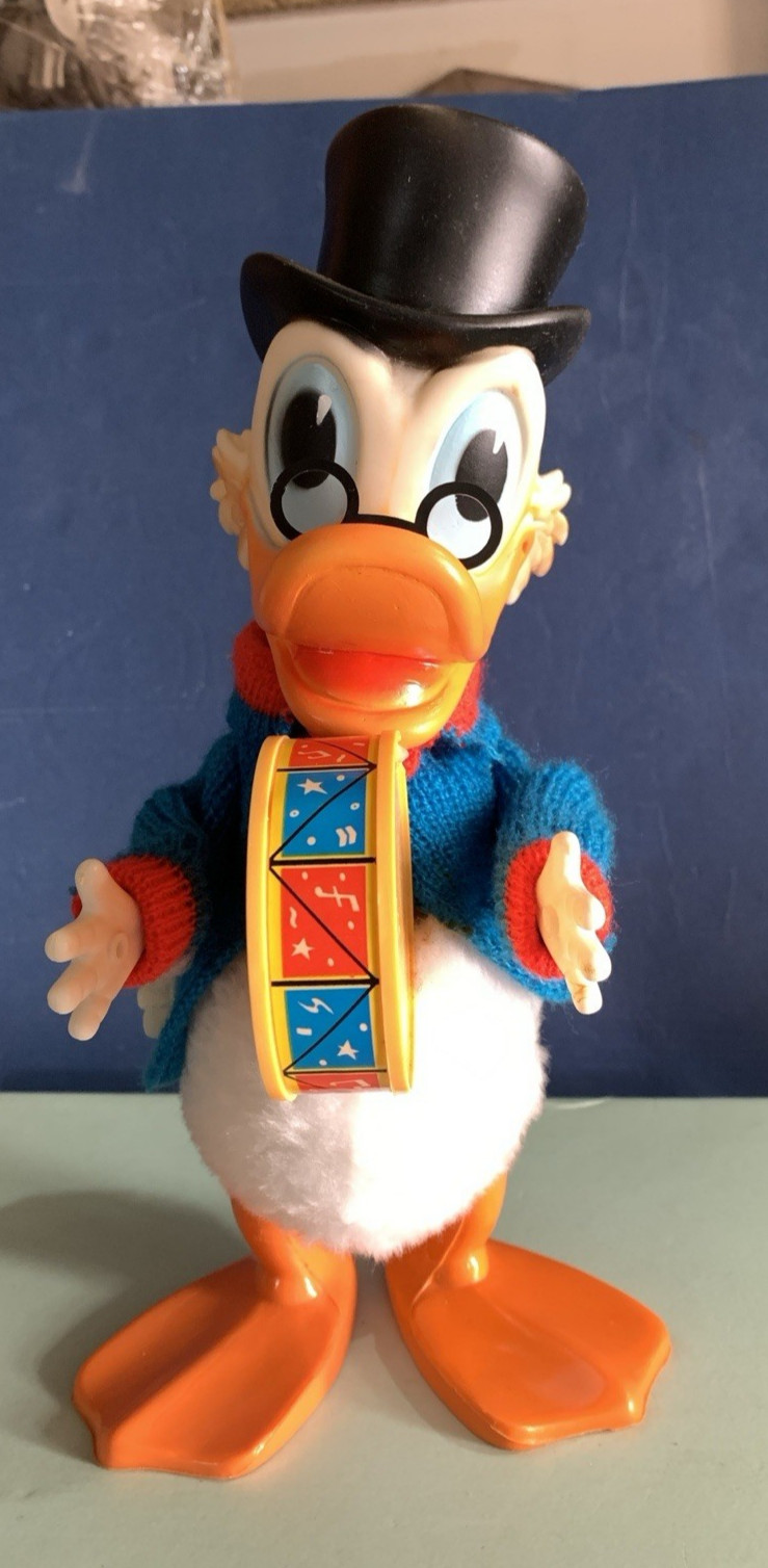 VINTAGE LARGE TOY rubber wind up MCDUCK UNCLE SCROOGE WALT DISNEY 1970s