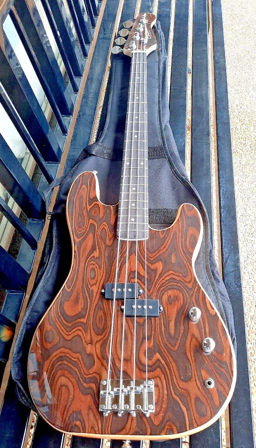 GREAT PLAYING NEW EXOTIC CURLY BURL 4 STRING ELECTRIC P BASS GUITAR