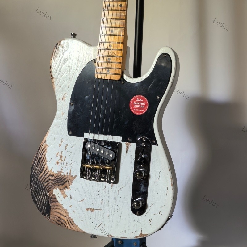 no logo Vintage Aged Electric Guitar Rounded fret Edge stainless Fret