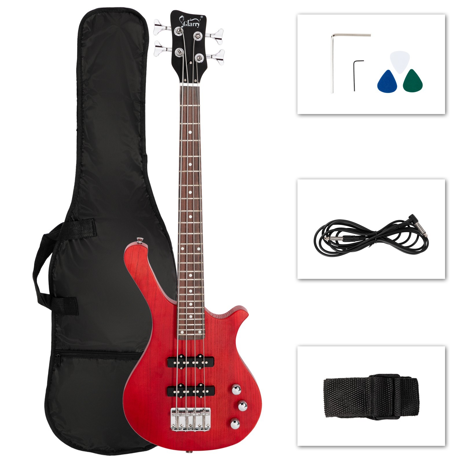 🎸FREE SHIPPING!🎸Short Scale W Style Electric Bass Guitar + 2 Jazz Style Pups!